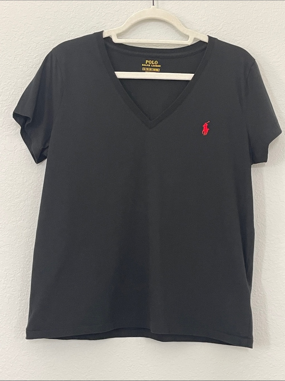 Polo Ralph Lauren Black V-Neck Cotton Logo Tee Women’s XL